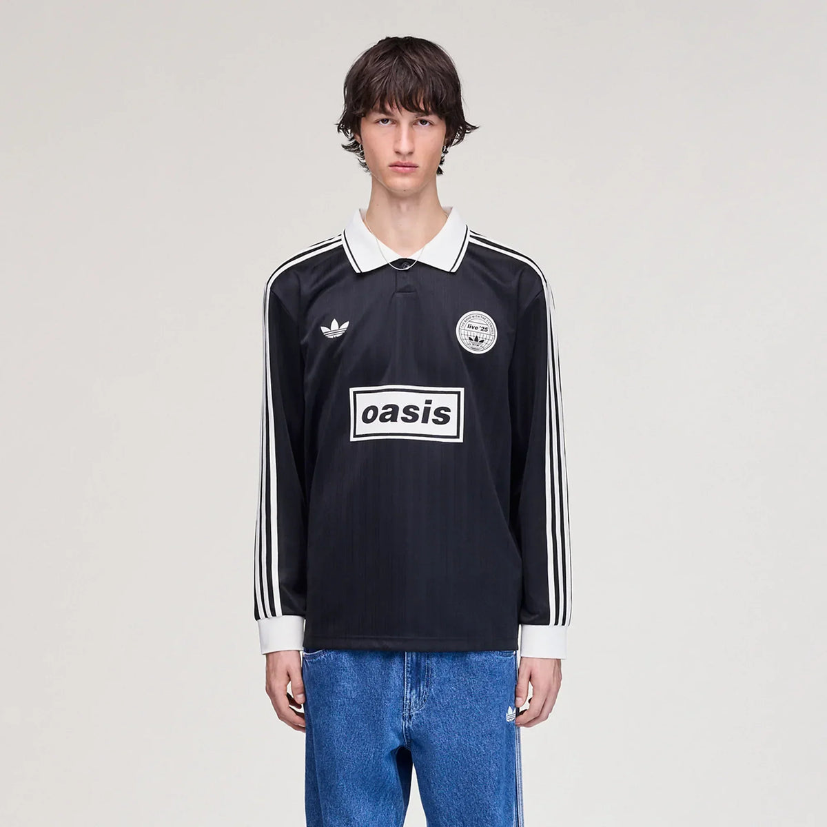 Oasis - Live '25 adidas Long Sleeve Football Shirt Black/Cream White