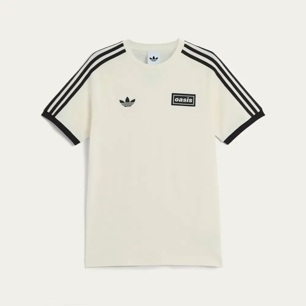 Edición Oasis — Camiseta Oasis Tour 3 Rayas Crema Blanco